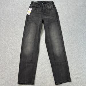 Wild Fable Jeans WMNS 00 Black Denim Easy Rigid High Rise Straight Button Fly